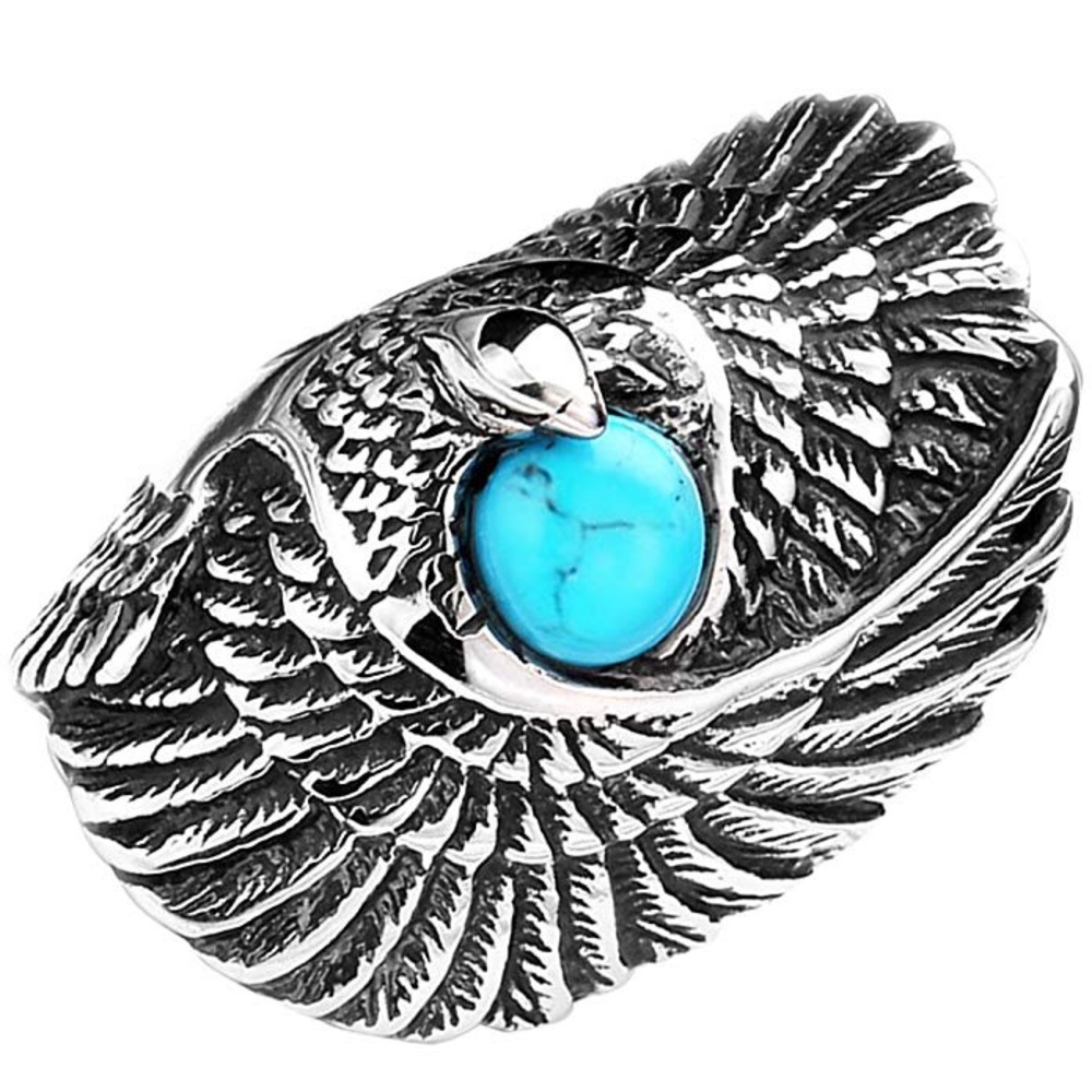 Beautiful Silver Eagle Turquoise Ring!